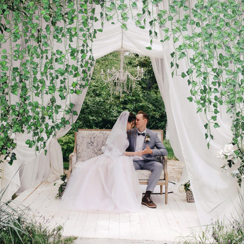 Alotiki bedroom ivy garland creates cozy, inviting space.