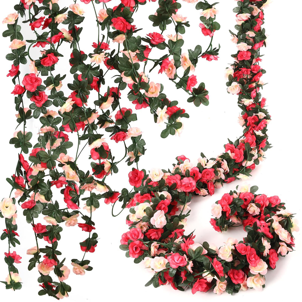 Alotiki rose garland overview with 131ft length for versatile decor.