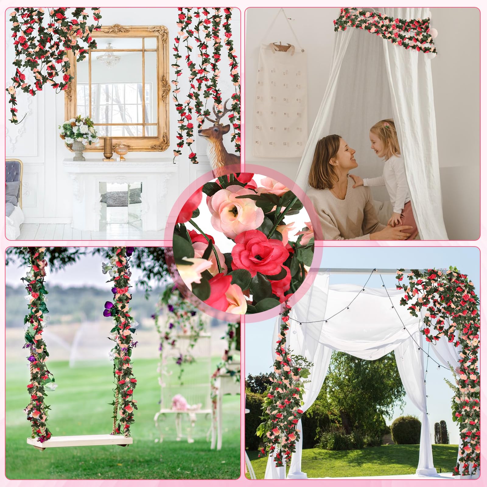 Alotiki rose garland ideal for weddings and backdrops.