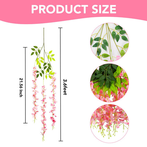 Alotiki pink wisteria garland with flexible stems for easy bending and shaping.