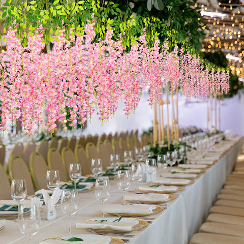 Alotiki Wisteria hanging flowers pink with bendable stems for easy arrangement