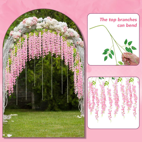 Alotiki Wisteria hanging flowers pink in an office decor setting