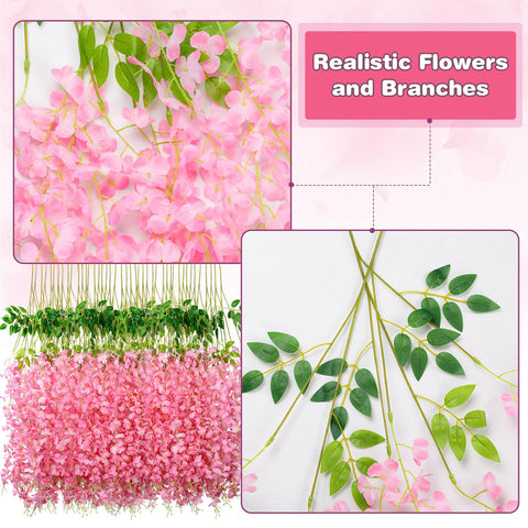 Alotiki Wisteria hanging flowers pink used as party decor