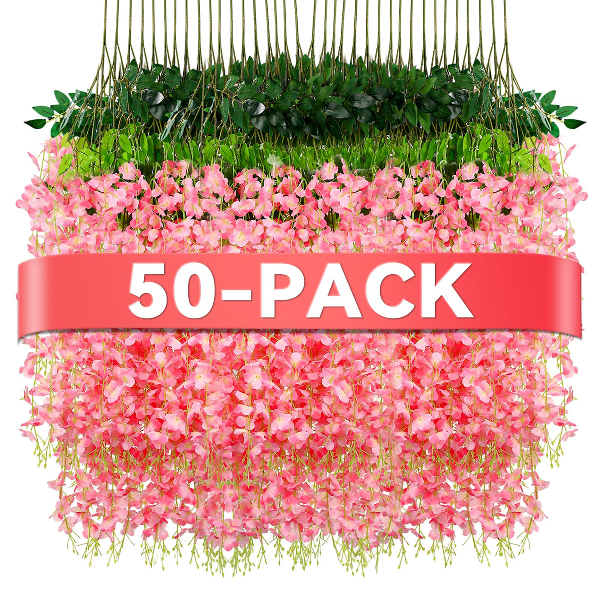 Alotiki Wisteria hanging flowers pink on a 3.6 ft arch for weddings