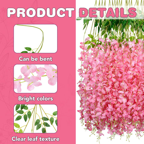 Alotiki Wisteria hanging flowers pink on a wedding arch backdrop