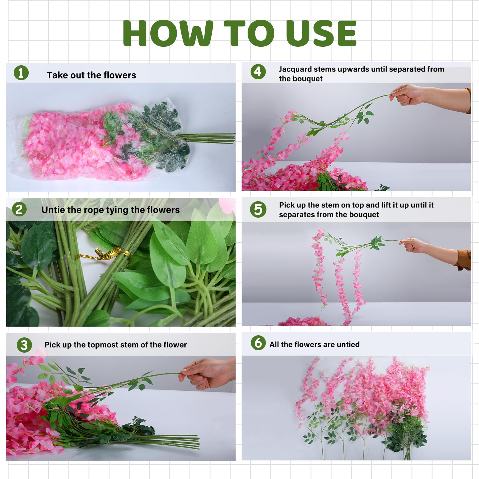 Alotiki Wisteria Hanging Flowers for indoor and outdoor decorating in any setting.