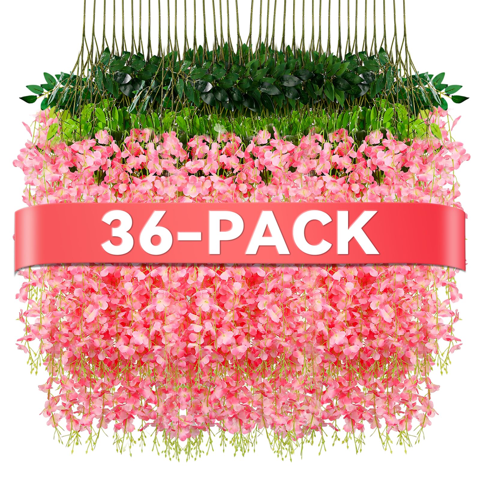 Alotiki pink wisteria hanging flowers, 3.6 ft garland, versatile wedding and party decor.