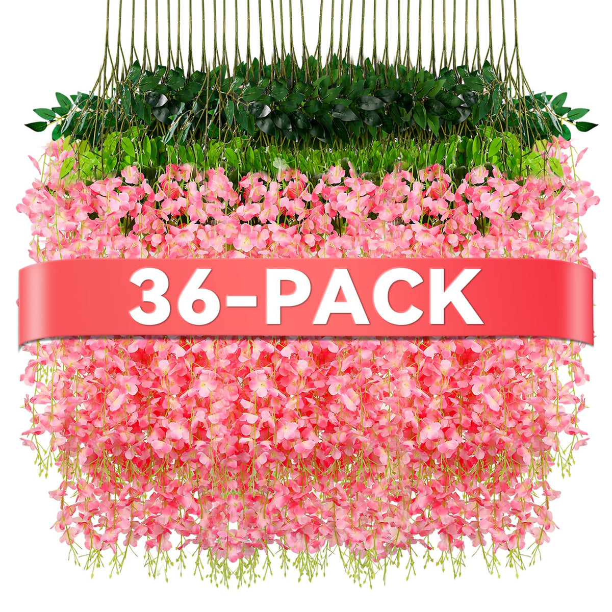 Alotiki pink wisteria hanging flowers, 3.6 ft garland, versatile wedding and party decor.