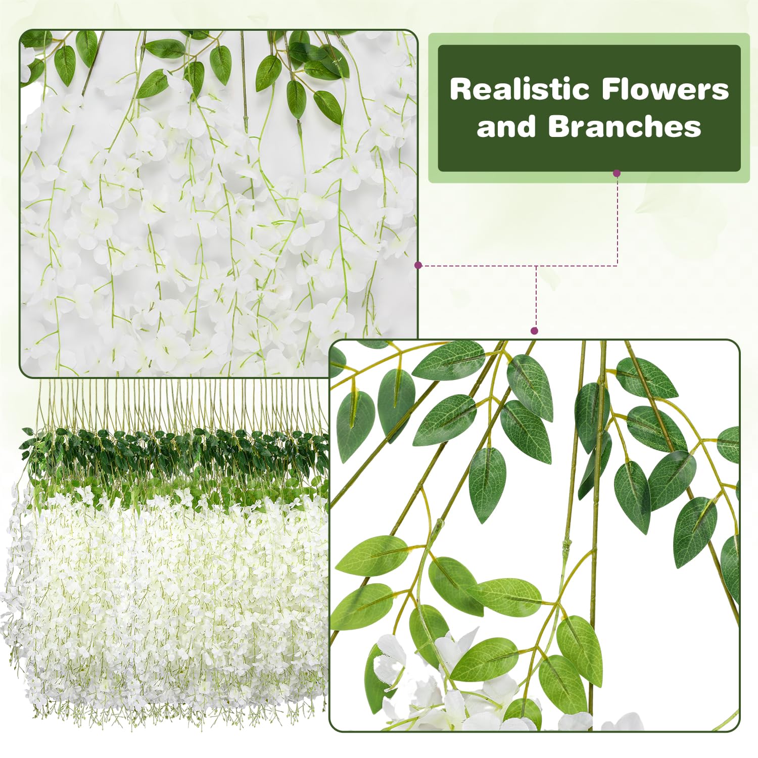 Alotiki Wisteria Hanging Flowers used as table centerpieces and party decor.
