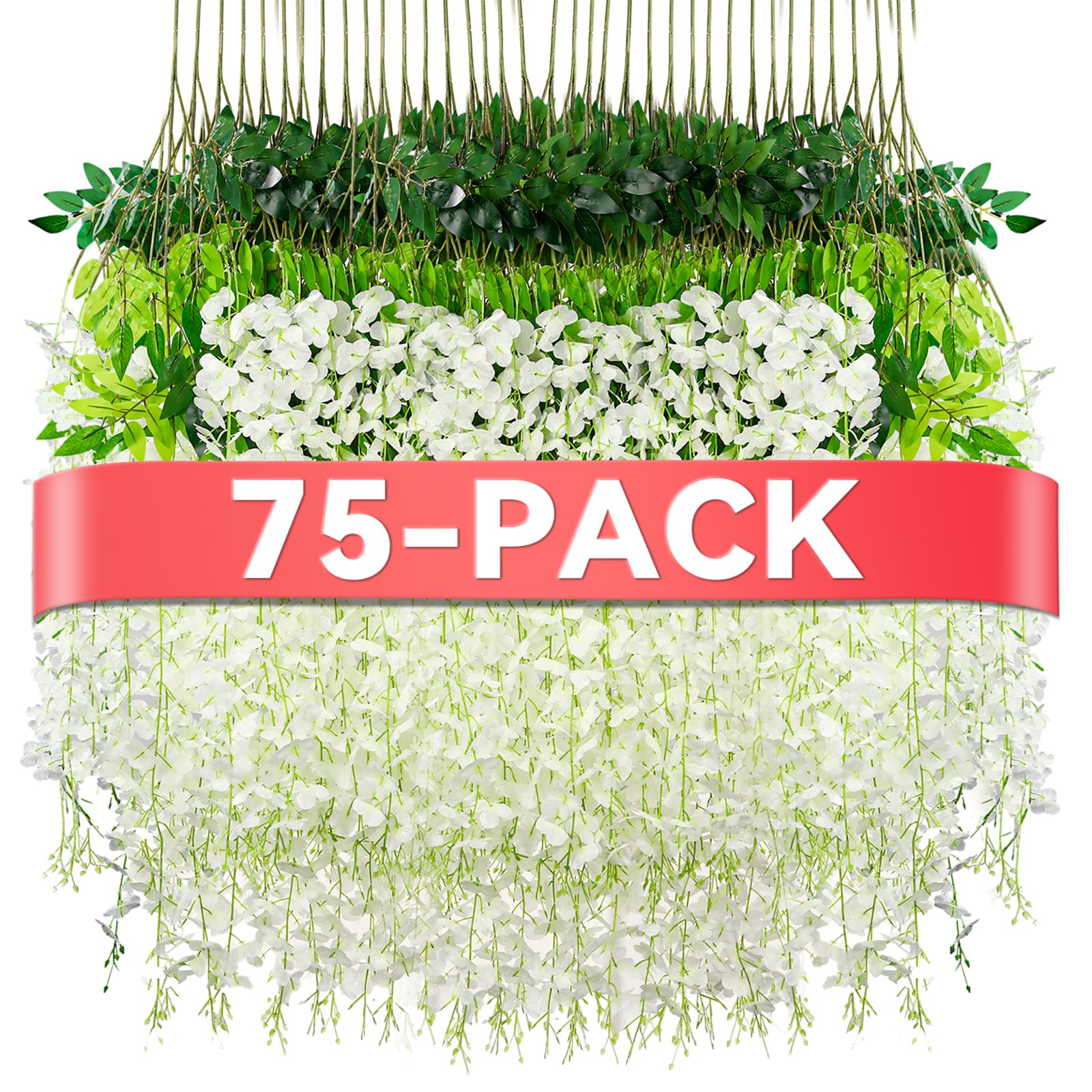 Alotiki Wisteria hanging flowers white full view for versatile decor