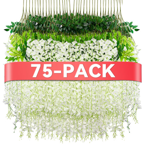 Alotiki Wisteria hanging flowers white full view for versatile decor