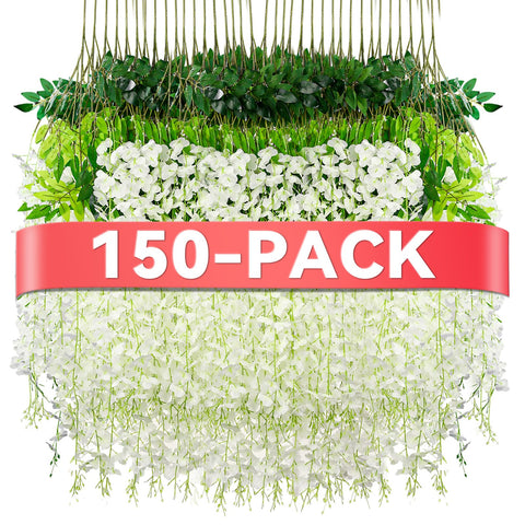 Alotiki Wisteria hanging flowers in white vines offer quick, elegant decor