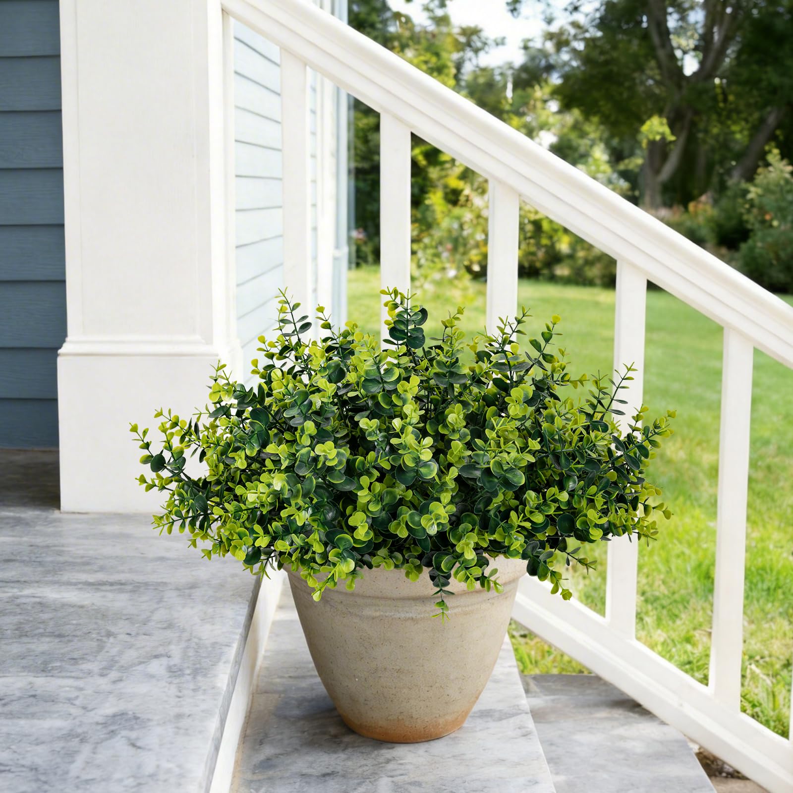 ALOXA UV-resistant leaves in a 17-inch shrub ideal for porch displays.