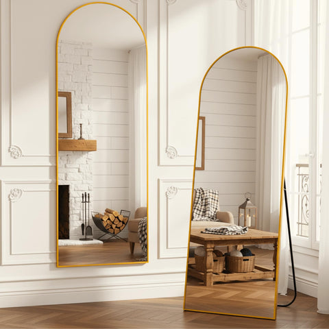 Alpen mirror full-length on stand demonstrates versatile placement for living spaces.
