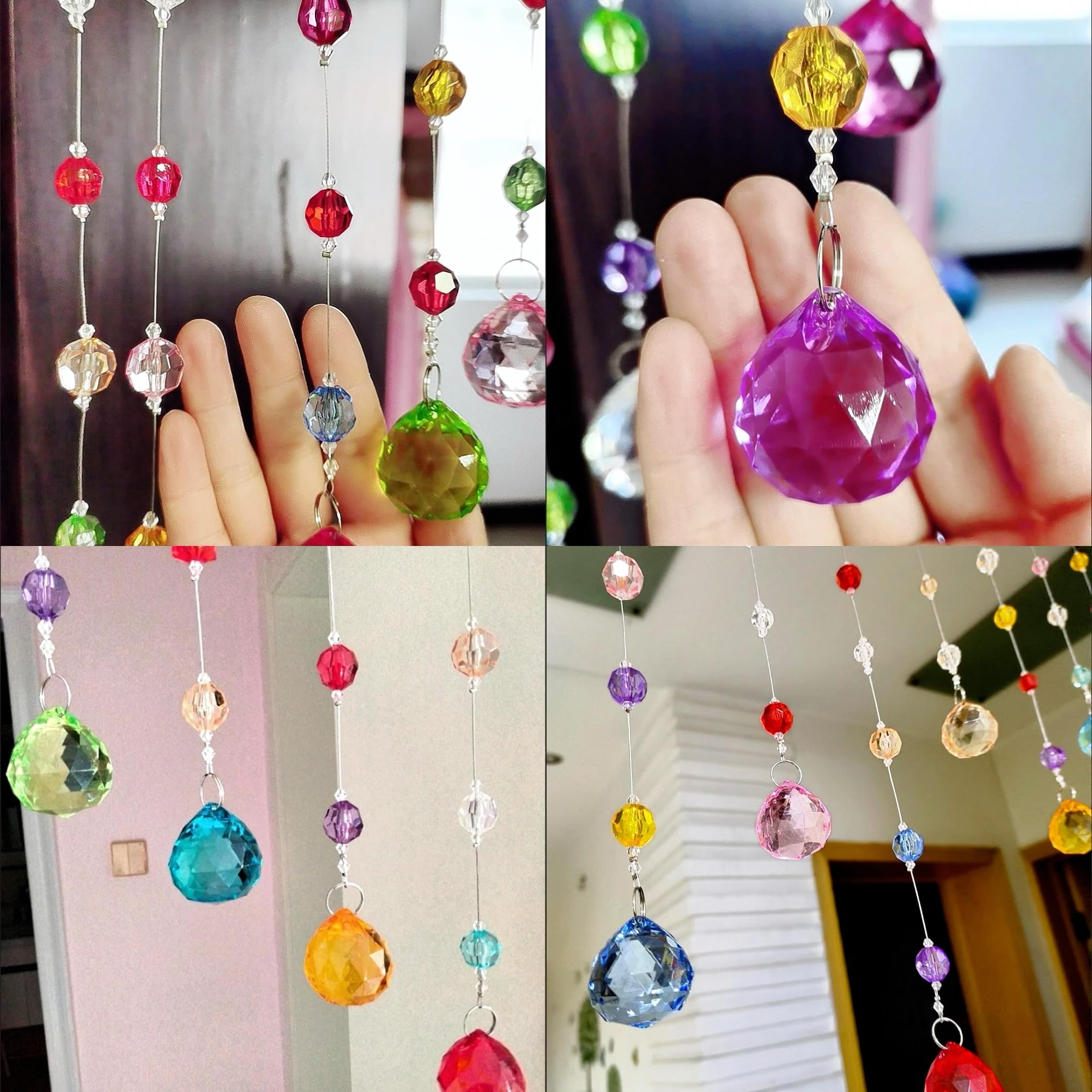 Alpengulen transparent multicolor beads reflect daylight into rainbow patterns.