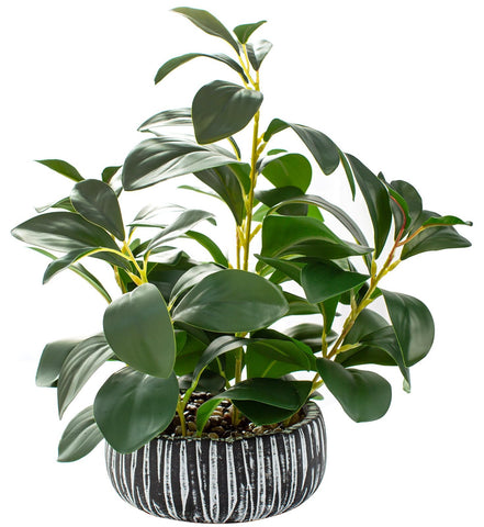 AlphaAcc artificial fiddle leaf fig in rustic black clay pot for home decor.