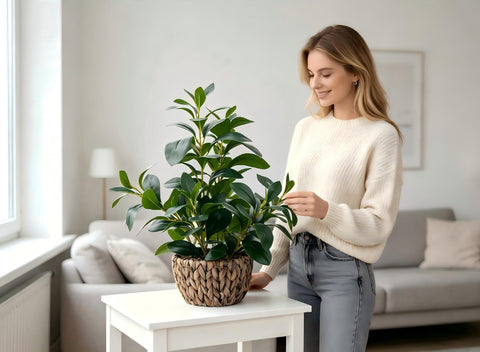 AlphaAcc Ficus with decorative pebbles adds authentic, low-maintenance greenery to any space.
