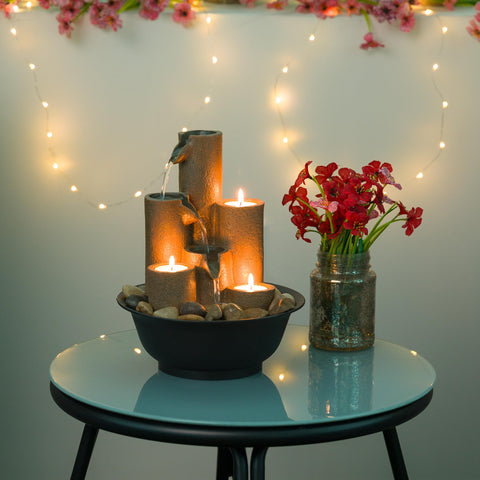 Alpine WCT202 tiered water fountain shown on tabletop