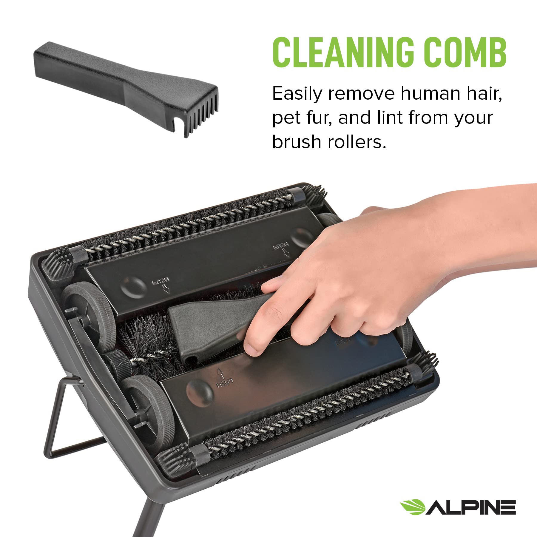 Alpine Industries compact sweeper cleans under chairs and tables with ease.