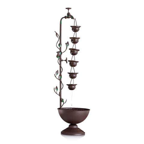 Alpine MAZ254 hanging cups front view, elevates outdoor ambiance with a soothing cascade.