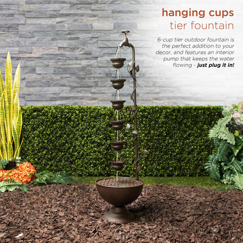 Alpine MAZ254 waterfall cups in motion add tranquil sound to patios and gardens.