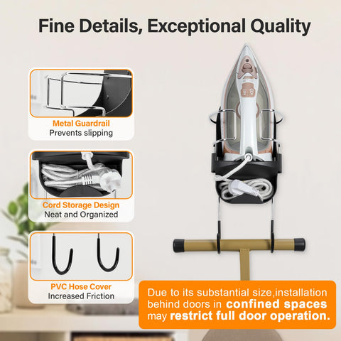 Alpinista ironing board hanger close-up shows heat resistant material detail.