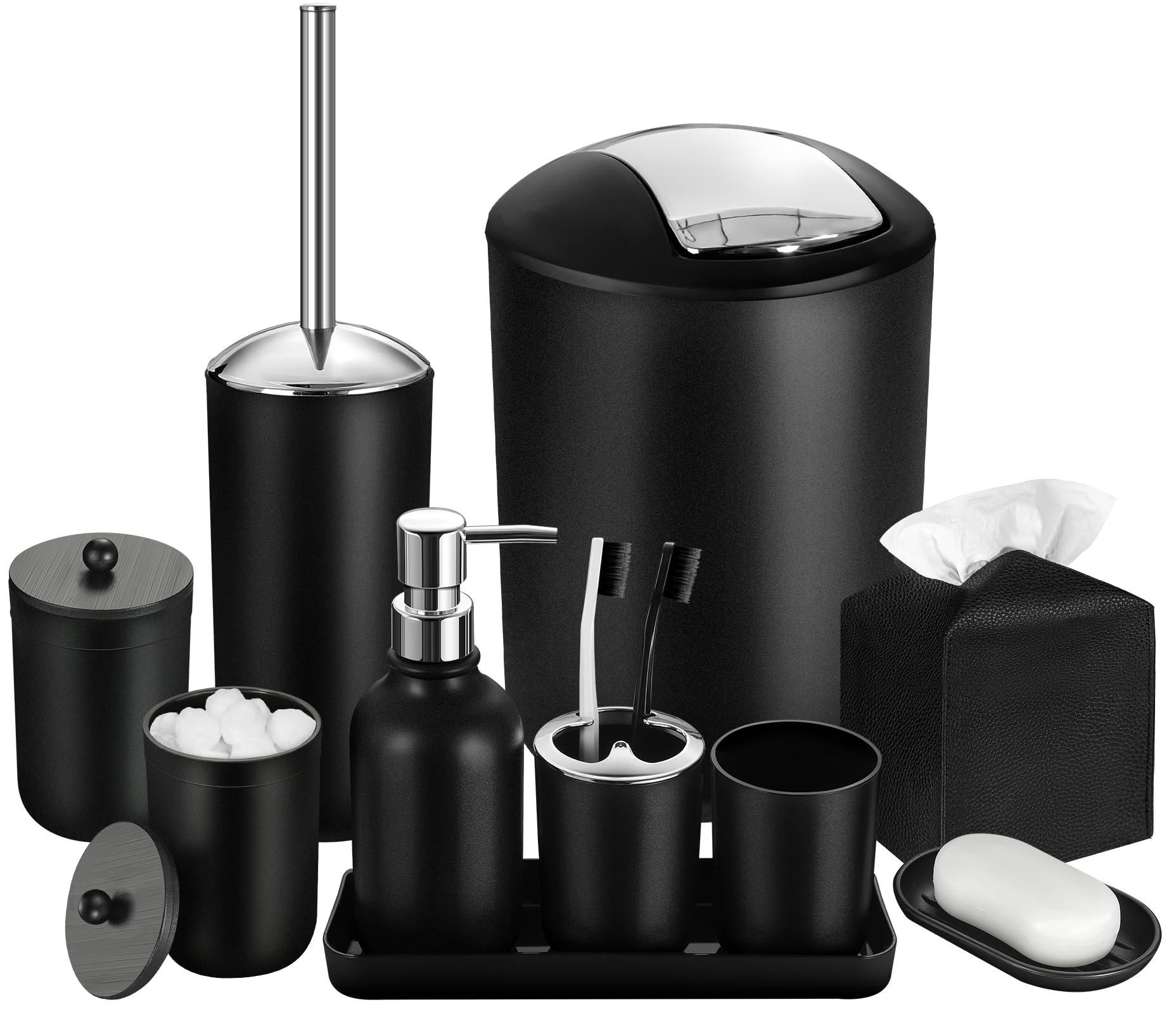 ALPIRIRAL black bathroom set on sink keeps essentials organized.