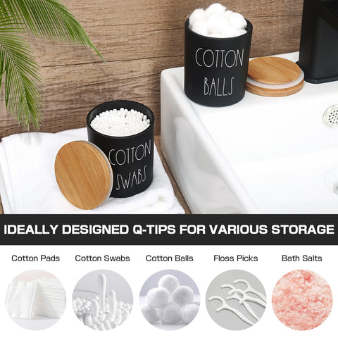 ALPIRIRAL cotton ball holder with bamboo lid keeps dust out and the counter neat.
