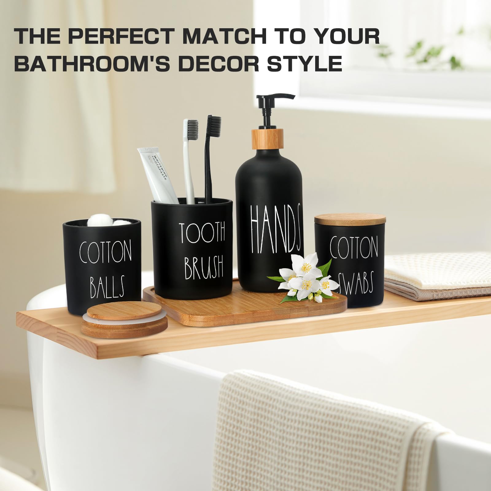 ALPIRIRAL matte black glass jars resist water spots for long-lasting shine.