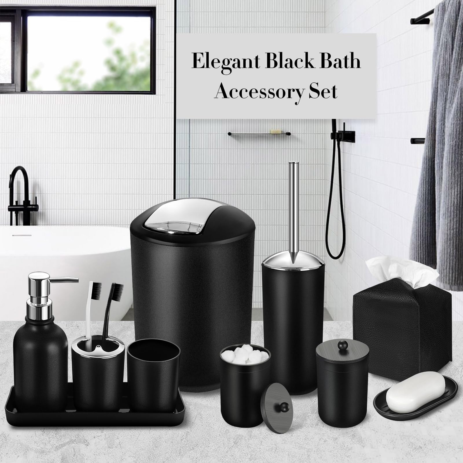 ALPIRIRAL toilet brush holder keeps the toilet area tidy.