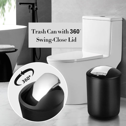 ALPIRIRAL trash can with 360-degree lid for hands-free disposal.
