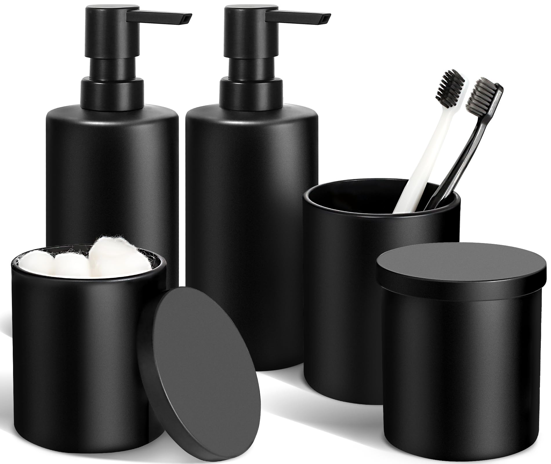 ALPIRIRAL matte black soap dispenser enhances organization and luxury on the bathroom counter