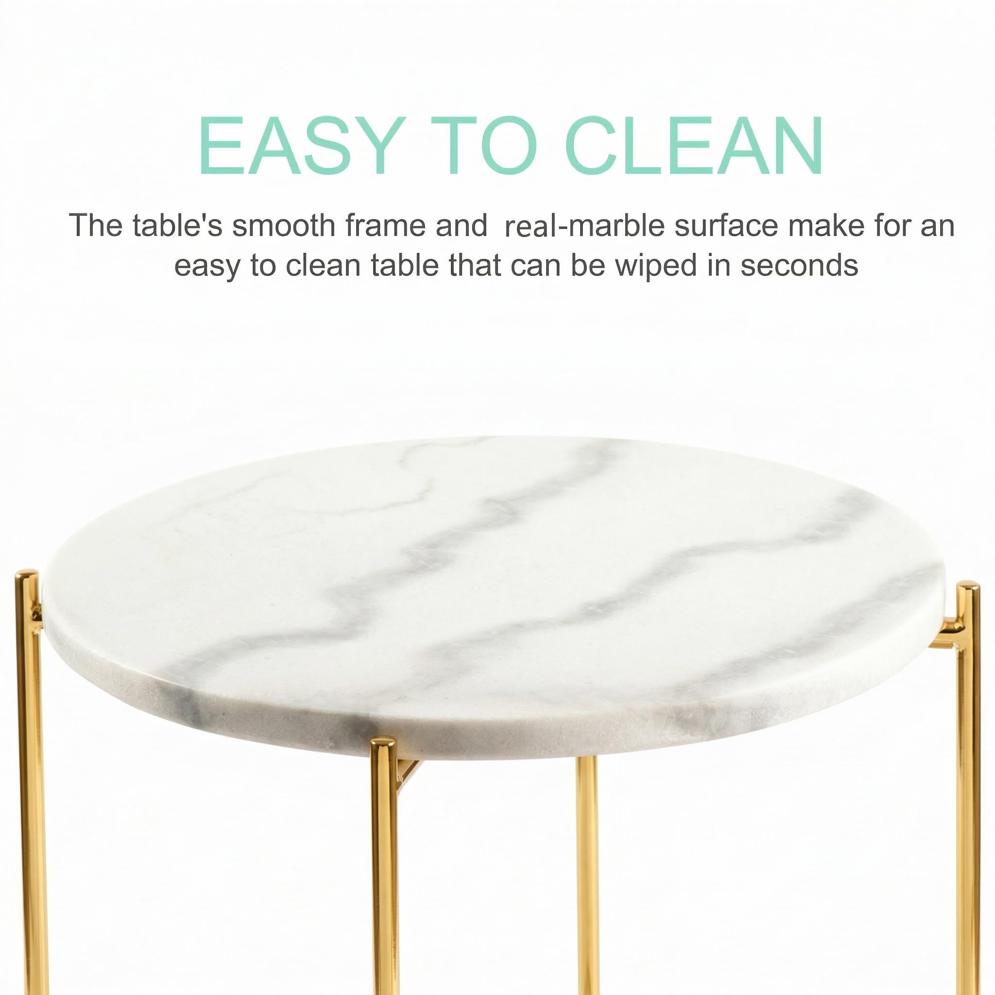 ALPOME white marble and brushed gold finish for versatile decor.