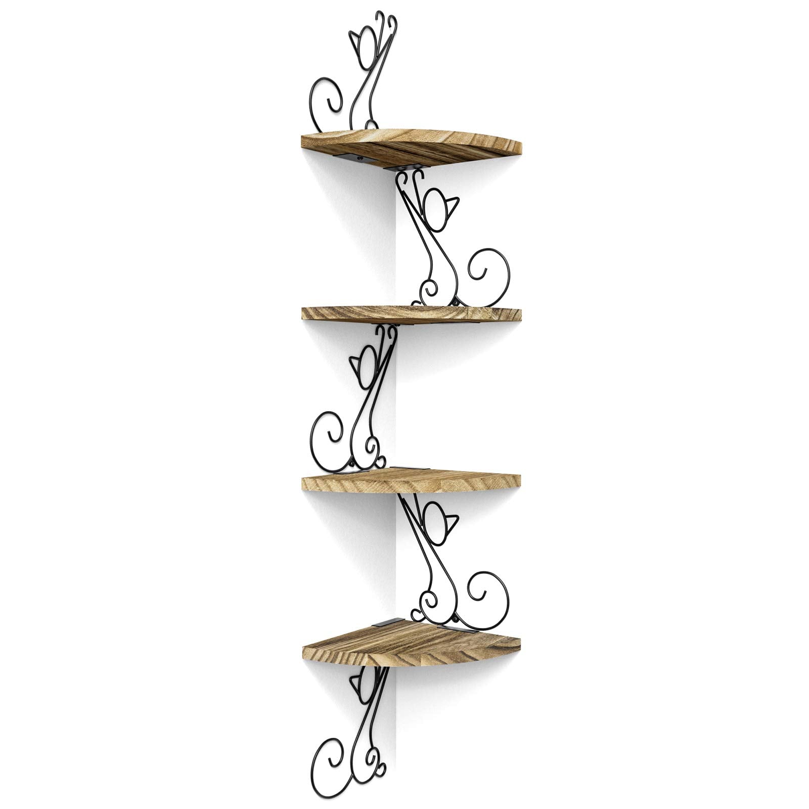 Alsonerbay cat-shaped corner shelves with four tiers for compact storage and display.
