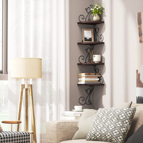 Alsonerbay four-tier walnut finish shelf maximizing vertical storage