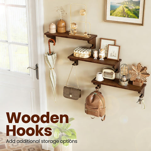 Alsonerbay light walnut finish shelves add warm display to any room
