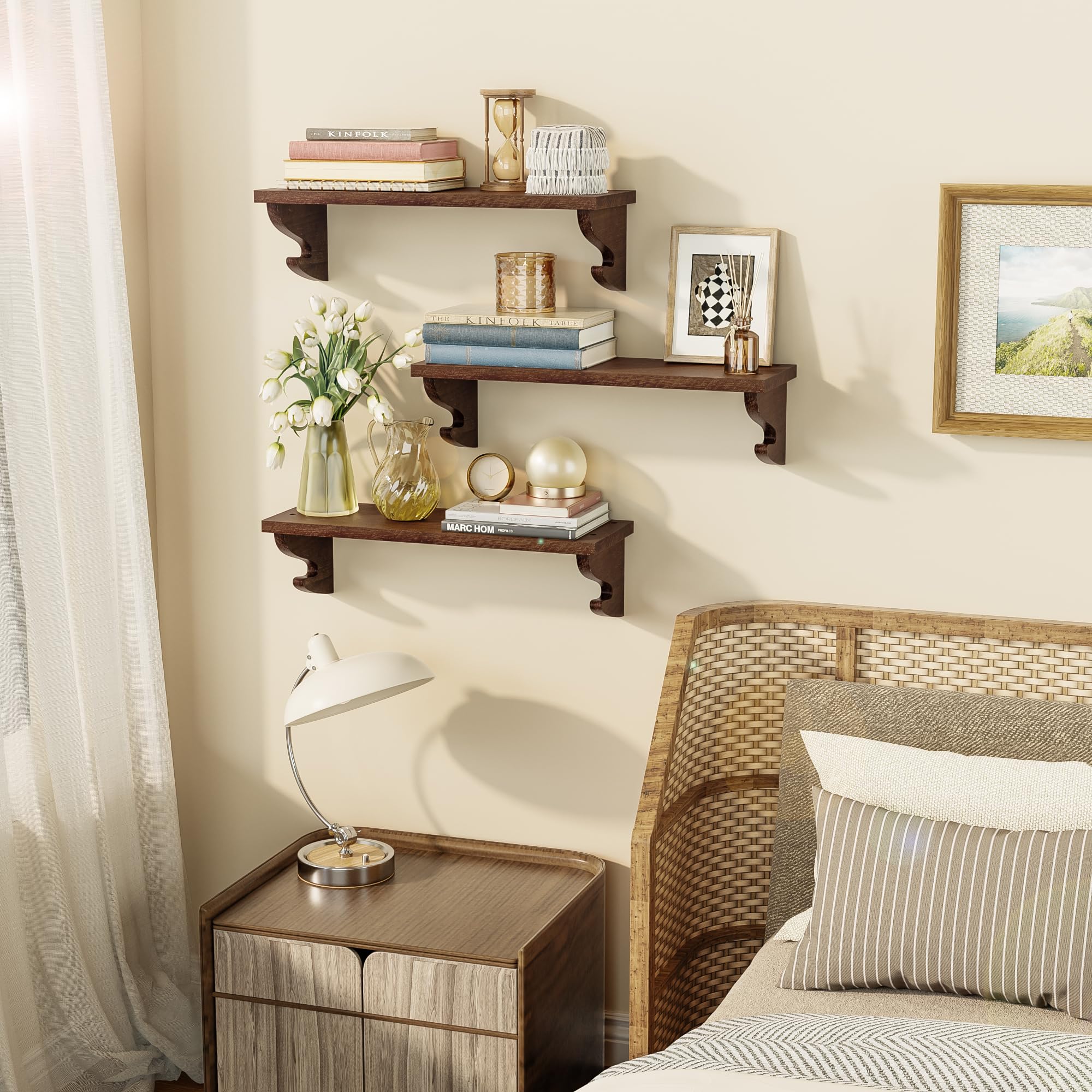 Alsonerbay nursery and living room decor with wooden shelves