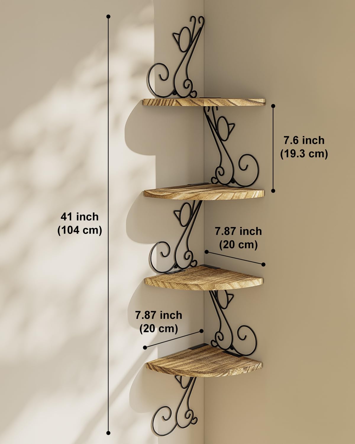 Alsonerbay wall-mount wood shelves carbonized black in a modern living space.
