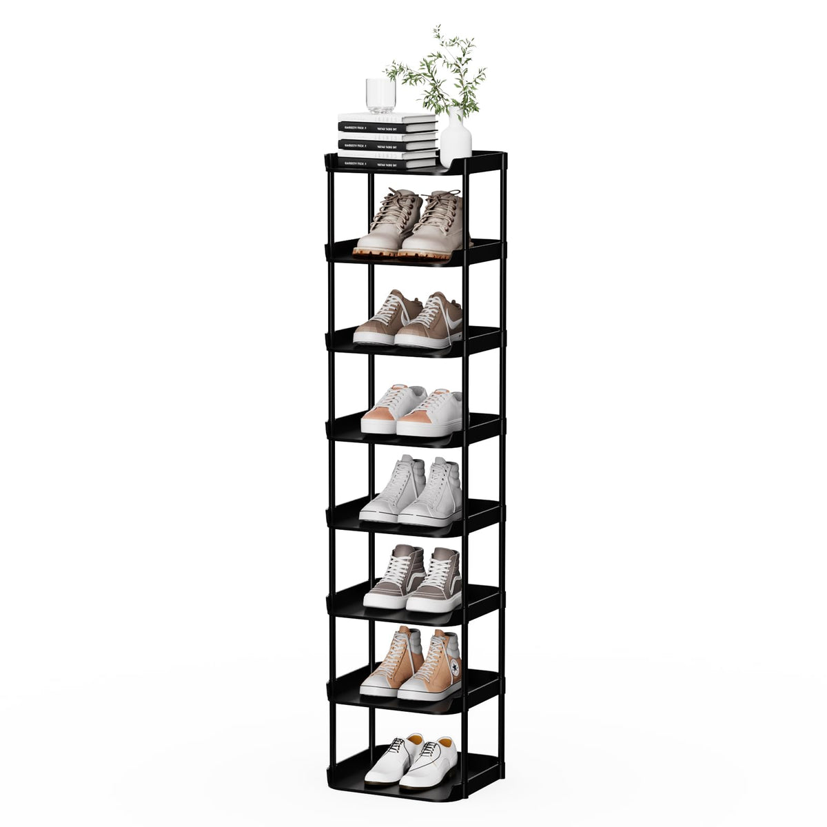 Altdnmaf 8-tier vertical shoe rack for organized storage in tight spaces.