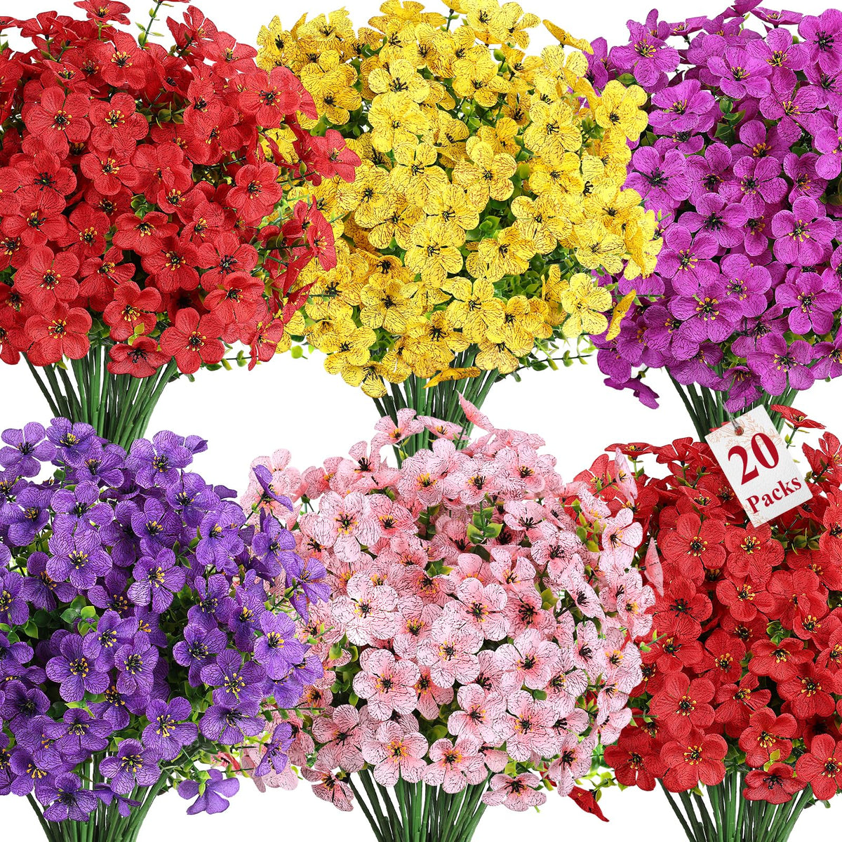 Alupssuc 20-bundles artificial flowers for outdoor decor boost curb appeal with vibrant colors.