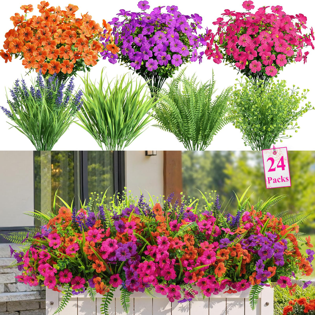 Alupssuc outdoor artificial daisy branch with eucalyptus for year-round color