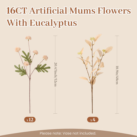 Alupssuc beige eucalyptus stems 48cm add natural height to centerpieces.