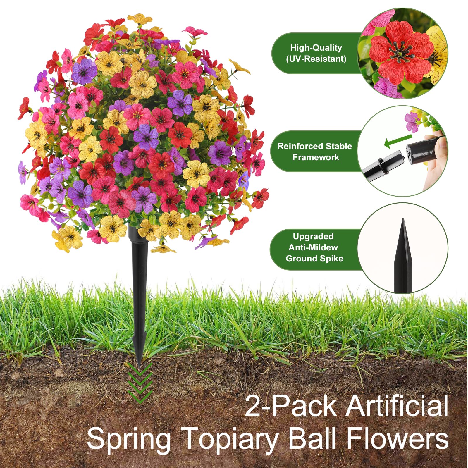 Alupssuc faux spring flowers display vibrant mixed colors.