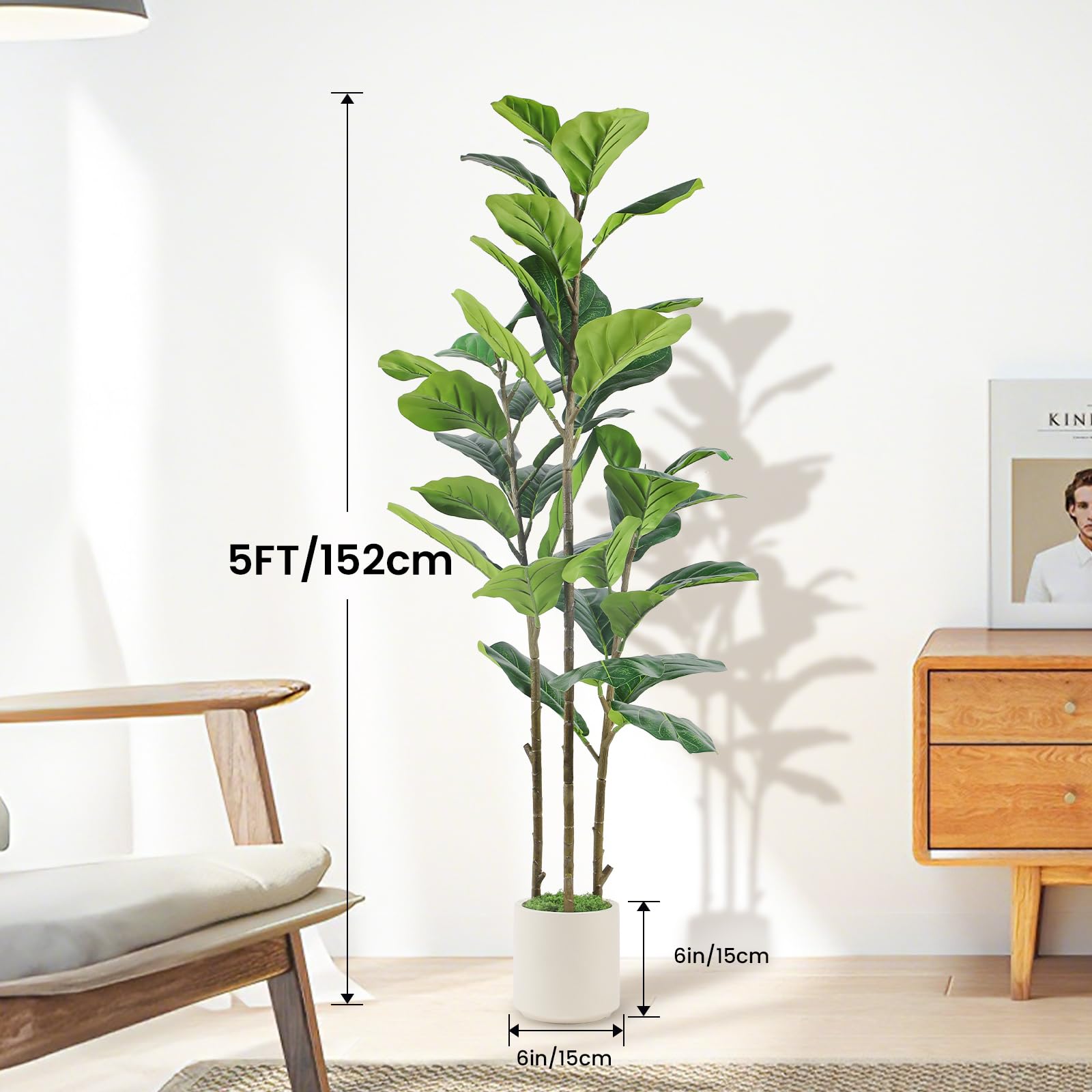 Alupssuc large artificial tree sways slightly to mimic real plants indoors.