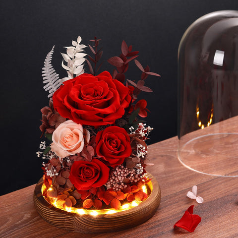 Alupssuc Forever Flowers dome on table for warm ambient lighting