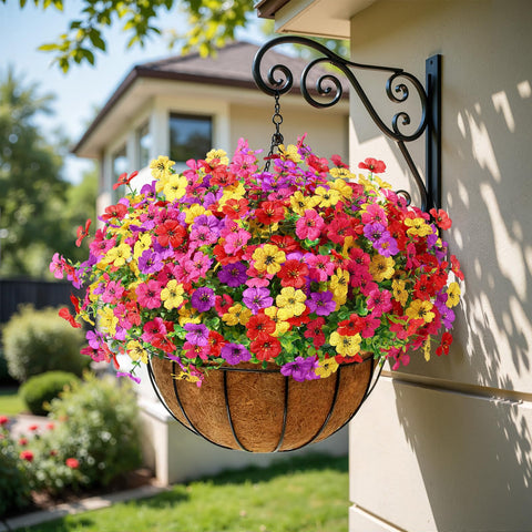 Alupssuc hanging planters with daisies offer easy outdoor accents