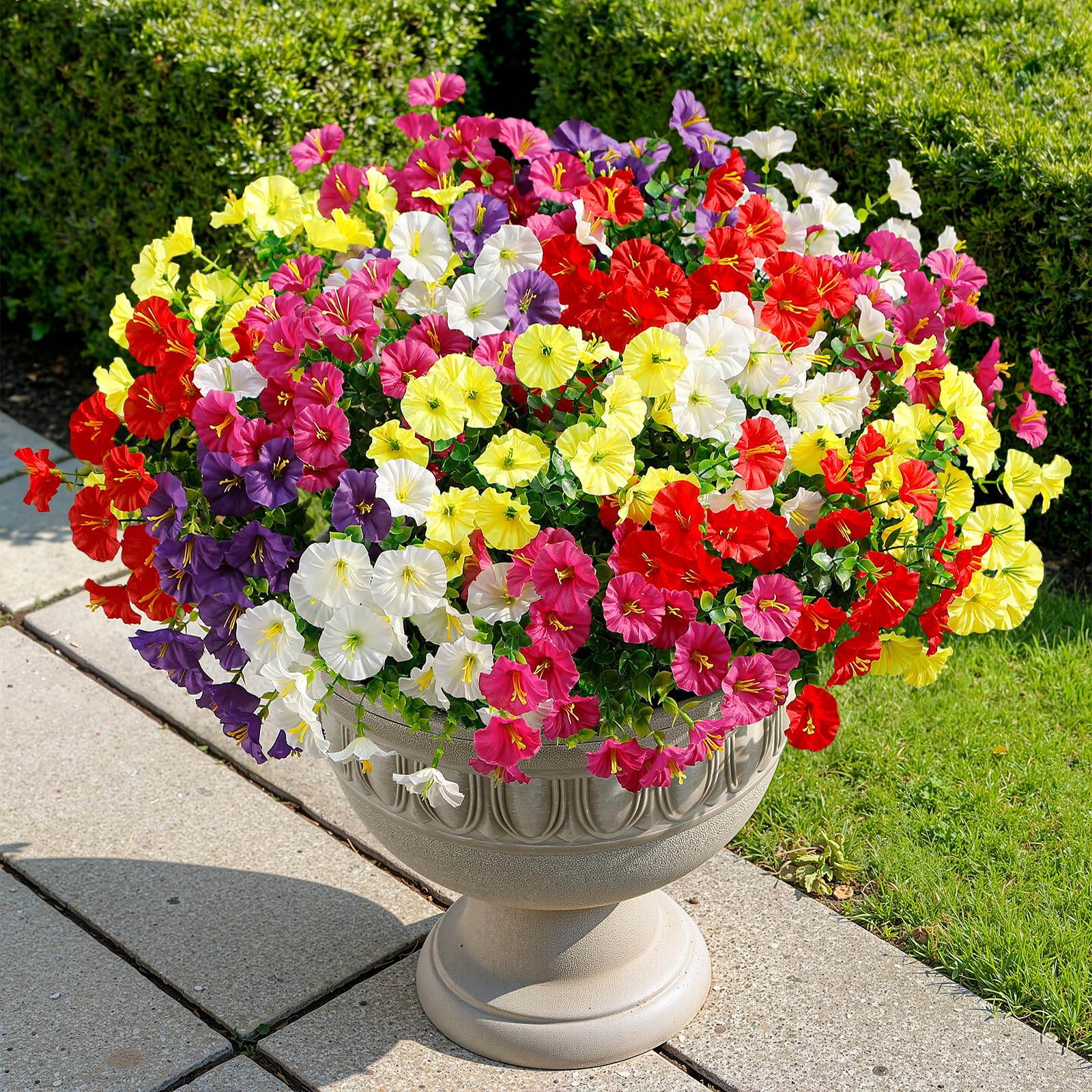 Alupssuc outdoor porch decor with morning glory bundle along railing.