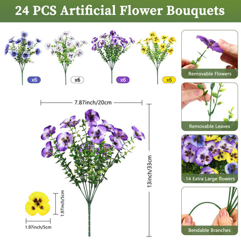 Alupssuc pansies with eucalyptus leaves for year-round realism