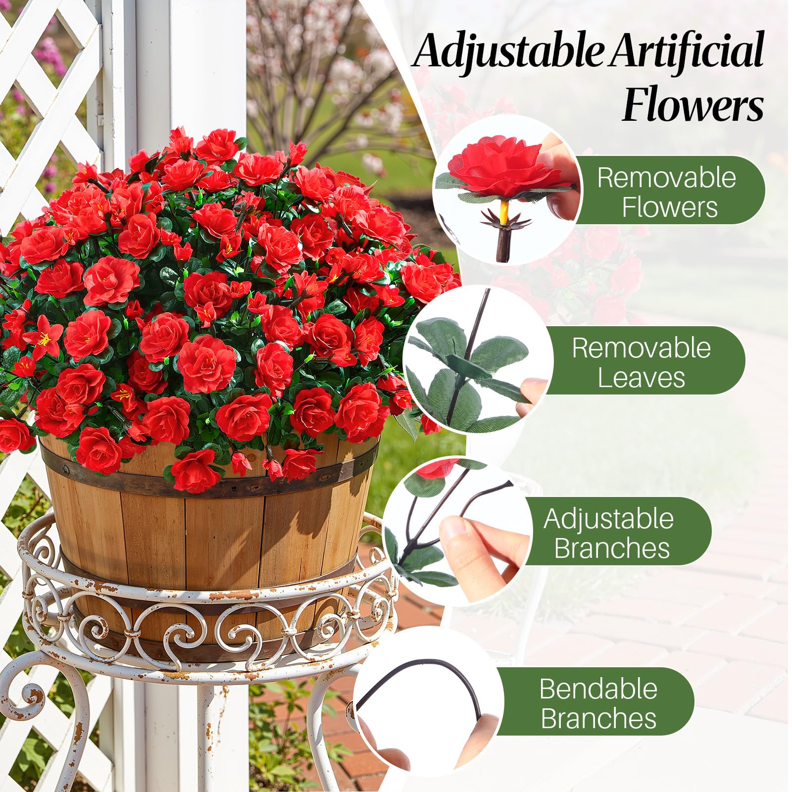 Alupssuc planters and railings display; waterproof flowers thrive in varied weather