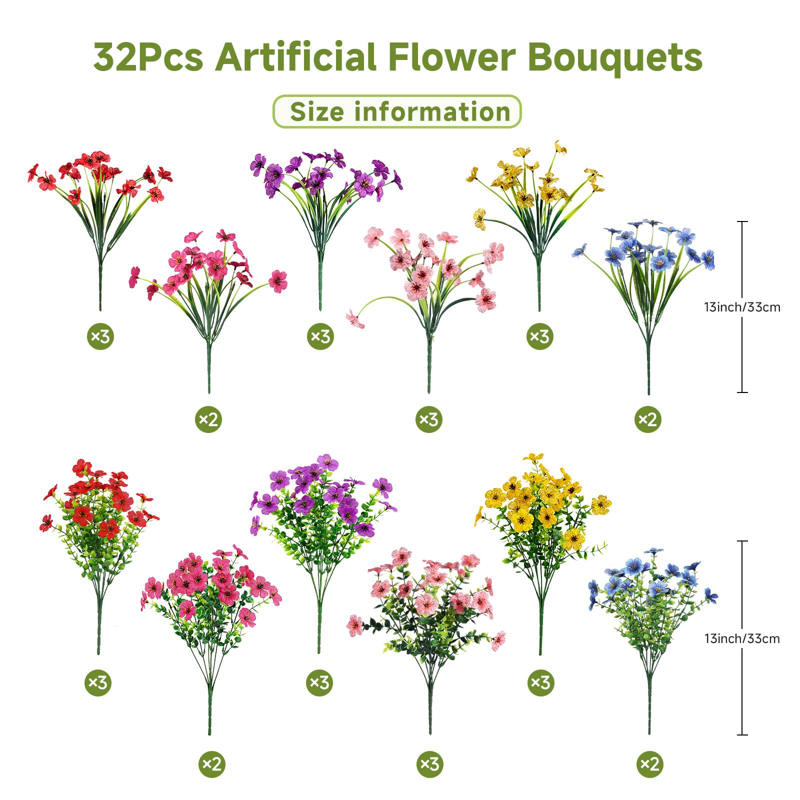 Alupssuc silk flowers for outdoors; realistic look without watering or fading.